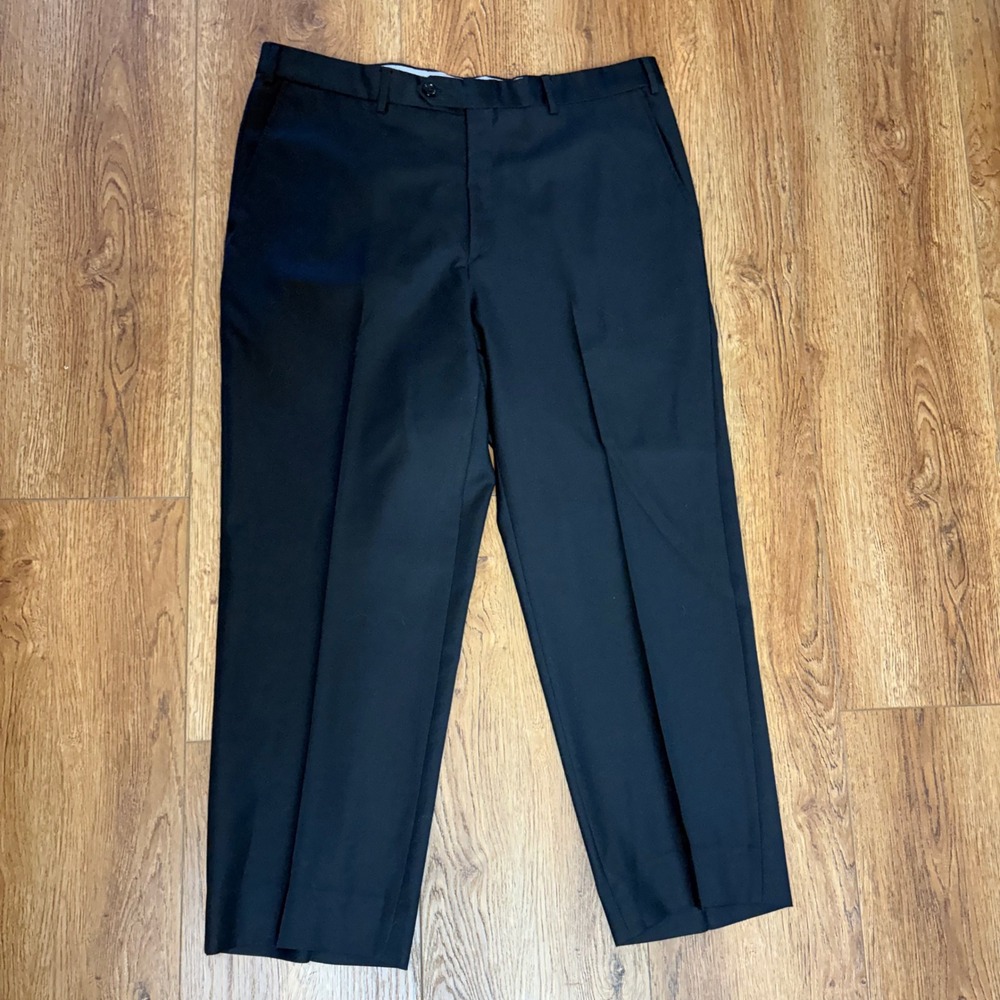 Santorelli Romeo Mens 38x27 Black Virgin Wool Dress Pants Made in Italy